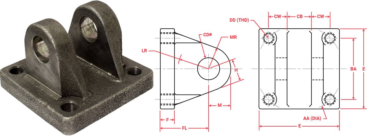 Hydraulic Cylinder Clevis Bracket Mounts with Double Lugs